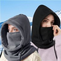 AliExpress NONE Unisex Winter Balaclava Knit Hood - Windproof Mask with Drawstring, Motorcycle Riding Headgea Warm Knitted Cap Cold Weather