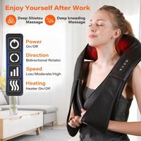 Electric Shiatsu Neck Back & Shoulder Massager, Heat & Kneading Deep Tissue Massage Pillow for Home, Car, Office, UK Plug 220-240V