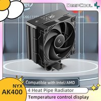 DEEPCOOL AK400 CPU Cooler with Digital Display 4pin PWM Fan Speed Control 4 Heat Pipes Radiator For LGA1200 1700 115X&AM5 AM4