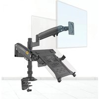 Desktop NB H180-FP Gas Spring Dual Arm for 17"-27" Monitor Holder + 10"-17" Laptop Support Air Press Mount Stand Load 2-9kg