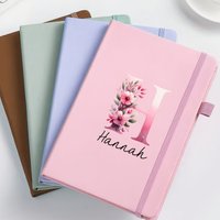 Personalized Name Leather Notebook, Custom Letter Design, Multi-color Journal for Office & Daily Use