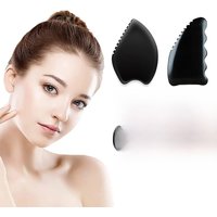 Gua Sha Facial Body Massage Tools, Gua Sha Bian Stone, 3D Gua Sha Stone with Ridges, Gentle Gua Sha Scraping Massage Tools Black