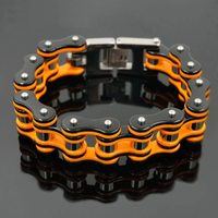 AliExpress Qiaonitu Punk Men's Orange Bicycle Bike Bracelets & Bangles Black Motorcycle Chain Bracelet Men Women Stainless Steel Biker Wrist Jewelry