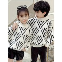 New Korean Style Loose-Fitting Sweaters for Boys and Girls, Thickened Imitation Velvet Autumn and Winter Stylish Knitted Base Shirts