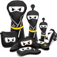 Golf Club headcover Set Aliennana Black Ninja Driver Head Cover Fairway Golf Headcvoer Hybird Blade putter Mallet Putter Covers