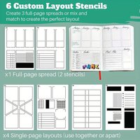 6pcs Weekly Journal Stencil set for A5 Bullet Journal Notebook,Diary,Scrapbooking