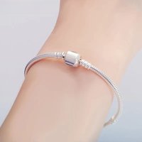 New Handmade Original Fine Jewelry 925 Sterling Silver Charm Bracelet Soft Smooth Snake Bone Bracelets for Women