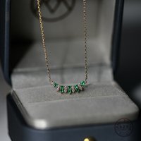 925 sterling silver Plating 18K Gold White Green Zircon Pendant Necklace for Womern Vintage High Quality Jewelry