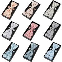 Floral Bowtie Set Paisley Handkerchief Plaid Cufflinks 3pcs Set Gift For Men Suit Wedding Business Fashion Style Bow Tie Handky