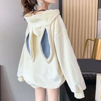 Women Hoodies With Rabbit Ear Autumn Winter Fleece Thicken Warm Ladies Harajuku Sweatshirts Female Hooded Pullovers Casual Tops