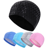 Adults Men Women Swimming Cap Waterproof PU Fabric Shark Skin Print Swim Pool Protect Ears Long Hair Bath Diving Hat Accessories