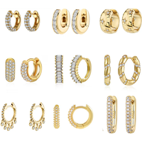 KEYOUNUO Gold Filled CZ Hoop Earrings For Women Piercing White Zircon Huggie Earrings Fashion Party Wedding Jewelry Wholesale