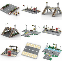 Building blocks 60304 Urban road floor road T-type road plate street light luminous bridge pedestrian straight