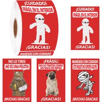 200 PCS Spanish Funny Fragile Stickers - 4 Designs - 3x2 Inch Adhesive Labels for Shipping, Moving, Glass, Boxes