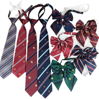 Japanese Crown Tie Free Necklace JK Bowtie Red Cyan Gold Stripe Uniform Female Student College Style