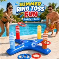 Inflatable Pool Ring Toss Game, Floating Swimming Pool Toy, Summer Water Party Toss Set Outdoor Beach Game for Adults