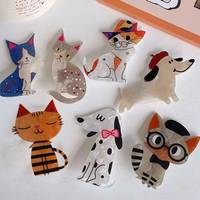 Sweet Animal Cat Acrylic Hairpin Bang Clip Korean Style Cartoon Duckbill Clip Hair Accessories Cartoon Hair Clip Kids