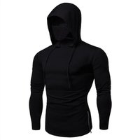 AliExpress NONE Mens Gym Thin Hoodie Short Sleeve Hoodies With Mask Sweatshirt Casual Splice Large Mask Hoodie Sweatshirt Hooded Tops Cycling
