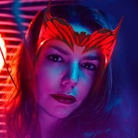 Superhero Scarlet Witch Glowing Mask Cosplay Headwear Acrylic Helmet Halloween Party festival Rave Outfit Props Accessories