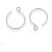 20pcs 304 Stainless Steel Earring Hooks Ear Wire with Horizontal Loop Stainless Steel Color 22x18mm Hole: 2.5mm Pin: 0.8mm