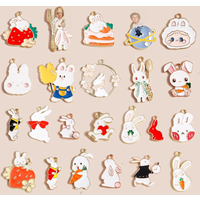 10pcs Mixed Cute Enamel Bunny Rabbit Charms for Earrings Necklace Jewelry Making Animal Pendants Handmade DIY Finding Wholesale
