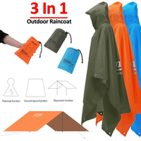 Outdoor 3-in-1 raincoat hooded long-sleeved raincoat waterproof motorcycle raincoat camping and hiking raincoat tent raincoat