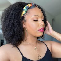 180% Afro Kinky Curly Headband Human Hair Wig For Black Women No Glue No Gel Ready To Wear Natural Brazilian Wigs With Headbands