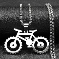 AliExpress EREBUS Trendy Bike Pendant Necklace For Women Men Stainless Steel Gold Silver Color Male Hiphop Geometric Bicycle Cycling Chain Jewelry
