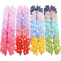 20pcs/lot Printed Flower Hairpins Hair Bows with Clip for Baby Girls Grosgrain Ribbon Daisy Hair Clip Barrettes Hair Accessories