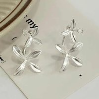 Real 925 Sterling Silver Minimalist Flower Stud Earrings for Women Cute Plant Fine Jewelry Detachable Light Luxury Accessory