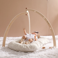 1SetBaby Wooden Gym Frame Pendant Rattle Toy Play Gym Mobile Hanging Sensory Toy Foldable Play Gym Frame Kid Holder Bracket Gift