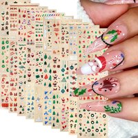 30Pcs Christmas Santa Claus/Snowflake Nails Stickers 5.2*6.2cm Snowman/Elk/Pine Winter Adhesive Slider Xmas DIY Manicure Decals