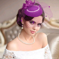 Bride Headband Perfect Gauze Felt Fabric Wedding Hat With Veil and Clip Unique Party Hat Fashion Church Hat Fascinator for Women