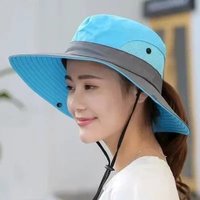 AliExpress NONE Women's Outdoor Large Brim Ponytail Fishing Hat with Quick Drying and Sun Protection, Perfect for Beach Traveling and Cycling
