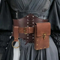 3PCS Waistband Bag Belt Skirt Clip Fanny Pack Medieval Vintage Leather Pouch Cellphone Holder Casual Hiking Festival Renaissance