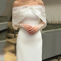 Xijun Elegant White Sheath Evening Party Dresses Wedding Guest Bride Gowns Off Shoulder Applique Arabic Women Formal Occasion