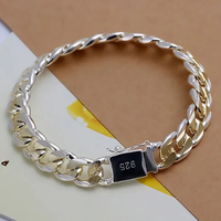 Fine 925 Sterling Silver Noble Nice Chain Solid Bracelet for Women Men Charms Party Gift Wedding Fashion Jewelry Hot Model