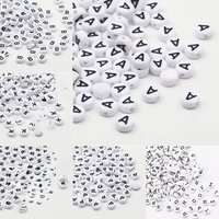 White Acrylic Beads Flat Round Pick Letters 50-500pcs Loose Alphabet Spacer Beads For Jewelry Making Bracelet Necklaces Supplies