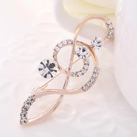 New Korean Fashion Elegant Notes With Rhinestone Brooch Men And Women Suit Brooch Silk Scarf Buckle Sweater Brooch Coat Pin