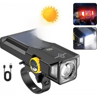 AliExpress cycle zone Solar Bike Front Light USB Charging Head Light Power Display Warning Light Cycling Bike Near Far Flashlight for Night Riding