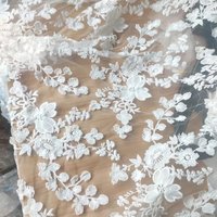 Milk Silk Embroidered Lace Fabric, Dress Skirt, 3D Embroidery, Flower Leaf Curtain, Women's Lace Cloth, DIY Sewing, RS4096