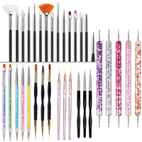 5/20Pcs Nail Art Brush Design Tip Painting Drawing Carving Dotting Pen FlatFan Liner Acrylic Gel UV Polish Manicure Tools