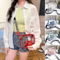 Transparent Crossbody Bag for Women PVC Transparent Candy Color Letter Fashion Shoulder Bag Jelly Bag Small Square Bag