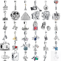 925 Sterling Silver Travel Passport The Paris Tower Big Ben Charm Beads Fit Original Pendant Bracelet DIY Fashion Woman Jewelry