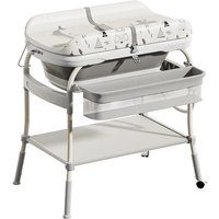 Baby Changing Table with Bathtub Foldable Infant Diaper Station Portable with Storage Tray Anti-rollover Design Diaper Table
