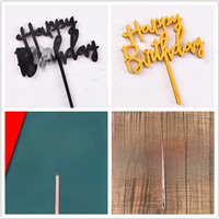 10 Pcs 1 Set Acrylic Happy Birthday Cake Topper Gold Silver Simple Design Kids Birthday Party Cake Toppers Dessert Decoration