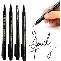 4Pcs/set Calligraphy Brush Pens, Hand Lettering Pens Soft and Hard Tip Water Based Black Ink Marker Set Art Drawings Markers