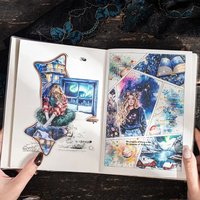 30Sheets Supplies DIY Scrapbook Night Dream Sticker Fantasy Nightscape Star Wonderland Package Material Blue 142*95mm