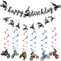 AliExpress PartiesTour Motorcycle Theme Happy Birthday Banner Hanging Swirls Dirt Bike Party Supplies Motocross Birthday Decorations