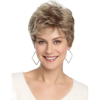 Wigs for Women Natural Synthetic Short goldenLayered Hair Wig with Fluffy Bangs Afro Daily Heat Resistant